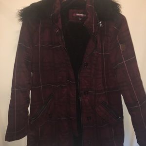 Juniors lightweight coat size L. Faux fur lining